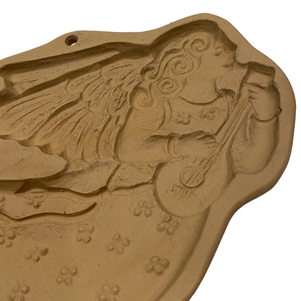 VTG 1986 Hill Designs Brown Bag Cookie Art Stoneware Flying Angel Cookie Mold - Picture 2 of 6